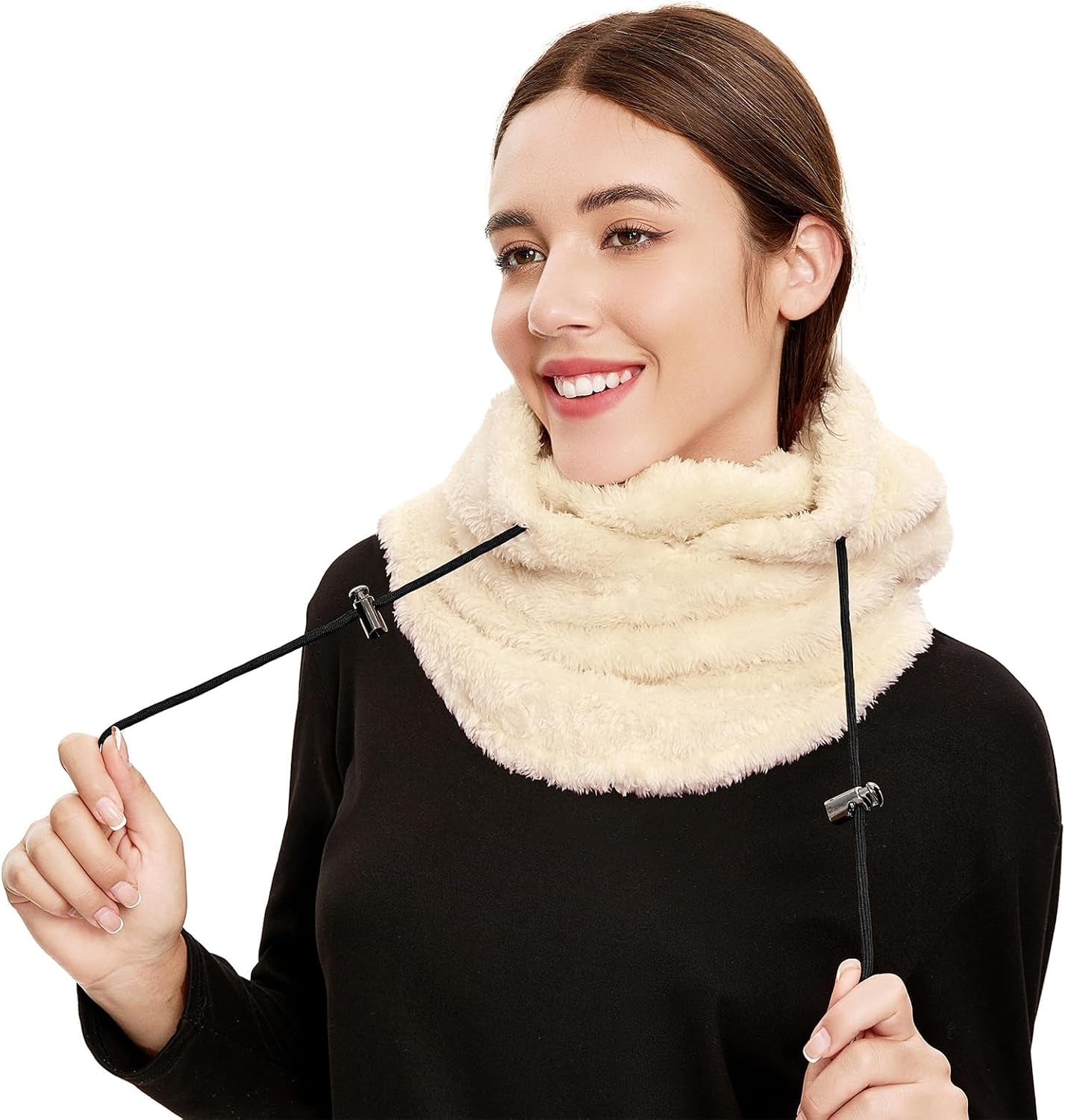 Fleece Balaclava Fuzzy Ski Mask for Women Warm Winter Hats for Women Ski Face Cover Integrated Ear Protection Windproof